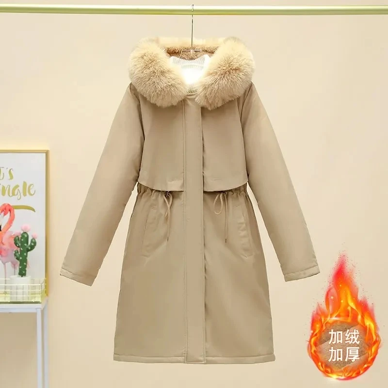 New Western Style Parker Cotton-padded Jacket Girls\' Long Large Size Fleece Fashion Cotton-padded Coat Winter Warm Coat tide.