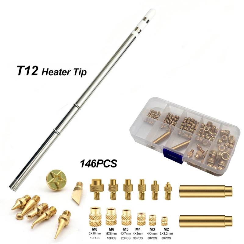 3D Printed Hot Melt Nut Embedded Insertion Tips for Quicko T12 Soldering Iron Heat Set M2 M3 M4 M5 M6 M8 Durable 3D Printed Part