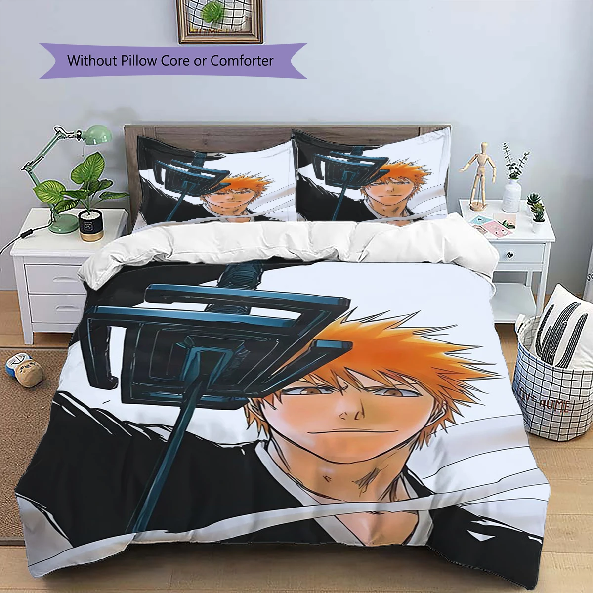 Bleach Daily Use Bedding Bedroom Ornament Nice Fan Gift Anime Patterned Duvet Cover Set & Pillowcase Home Set -xia83