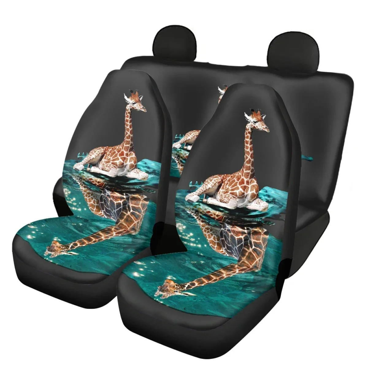 

Комплект чехлов на автомобильное сиденье с принтом жирафа для женщин, универсальный, подходит для большинства грузовиков, седанов, эластичный чехол на переднее и заднее сиденье, аксессуары для авто