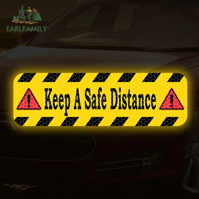EARLFAMILY Adesivo Refletivo de Advertência para Carro, Decalque de Vinil JDM para Manutenção de Distância, Ocultação de Arranhões, Decoração para Mot