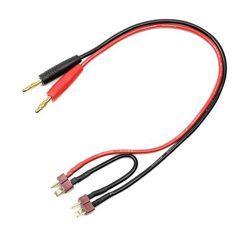 Cable de carga RC de 1/2 piezas, conector macho de 2 Deans, adaptador de serie a enchufe chapado en oro de 4,0mm, Cable de 14AWG, 30cm