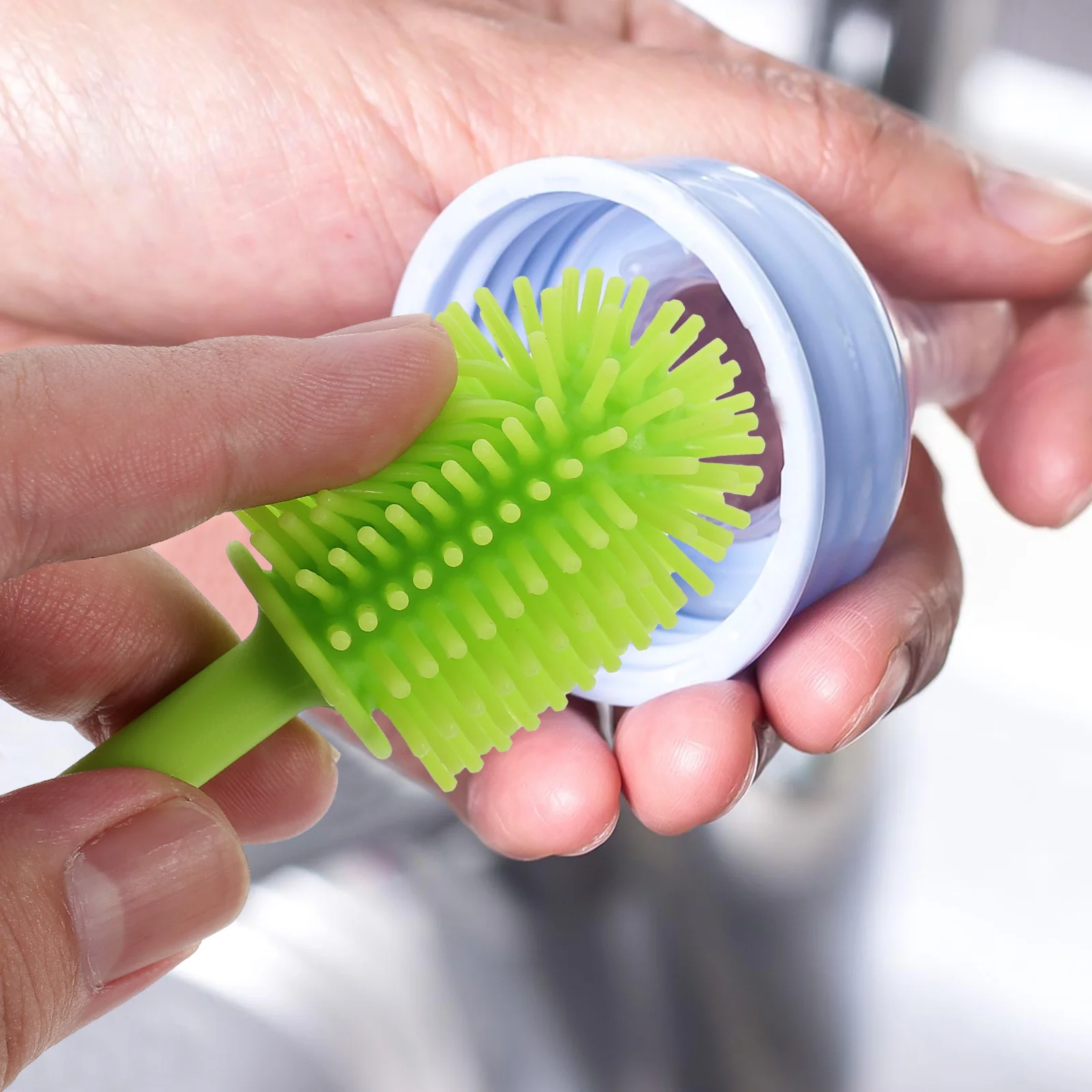 Brosse multifonctionnelle à long manche, accessoires pour biberons, récipient à eau, pot de nourriture pour un corps, 2 pièces