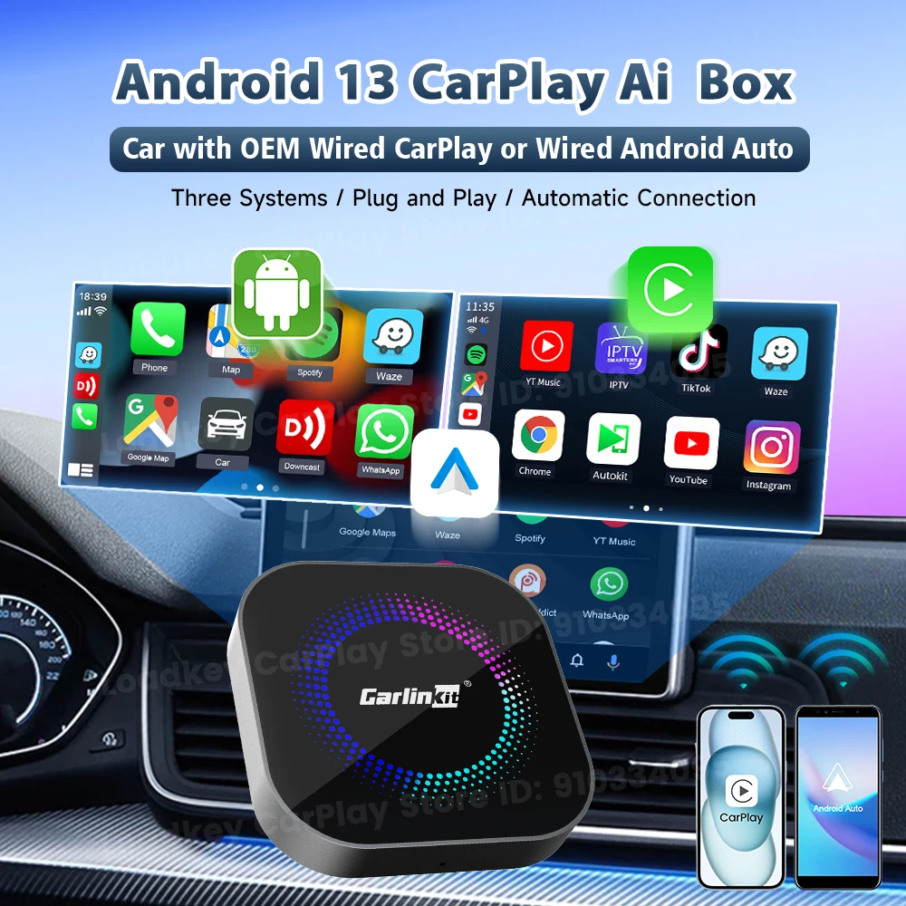 128G CarlinKit Wireless CarPlay سلكي إلى محول CarPlay اللاسلكي توصيل تلقائي QCM6225Car AI BOX التوصيل والتشغيل لـ Youtube Netflix #4