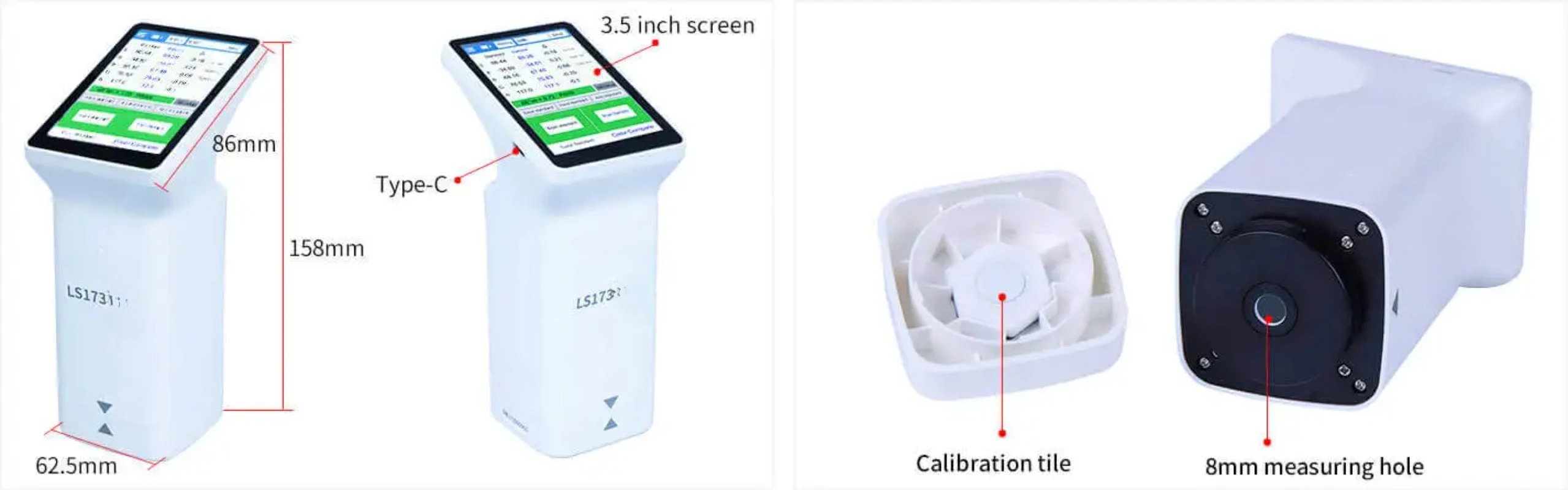 LS173 Portable Multifunctional Colorimeter D/8 Touch Color Analyzer Car Paint Metal Processing Stone Ink