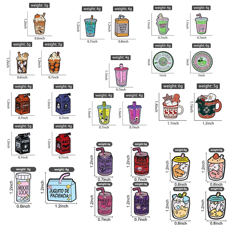 Cartoon Drink Cup Badge Cute Beverage Coffee Tea Milk Enamel Pins Fashion Lapel Brooch Backpack Clothes Jewelry Gift for Friends