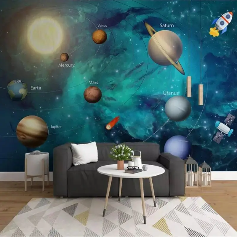 

Custom wallpaper 3d Mural Hand painted Space Universe Children's Room TV Background Wall paper painting papel de parede 3d обои