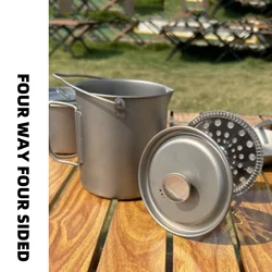 750ml Pure Titanium Ultra Light Coffee Cup French Press Filter with Lid Coffee Cup Outdoor Camping Cooking with Handle Water Cup