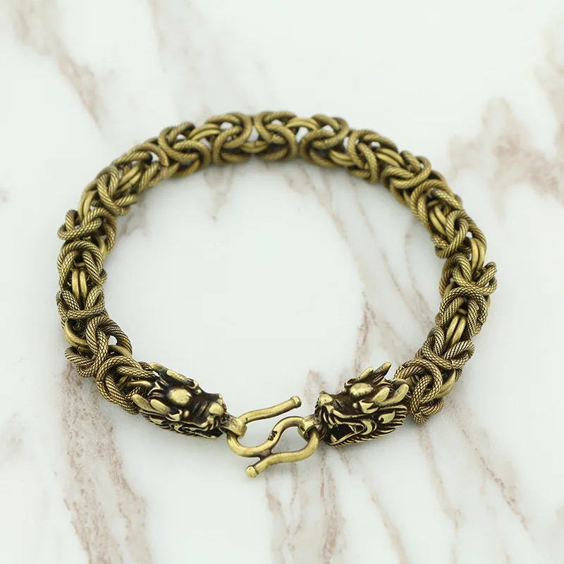 New Vintage Brass Dragon Head Bracelets Punk Style Party Decoration Ornament Sculpture Craft Home Office Ornament Funny Toy Gift
