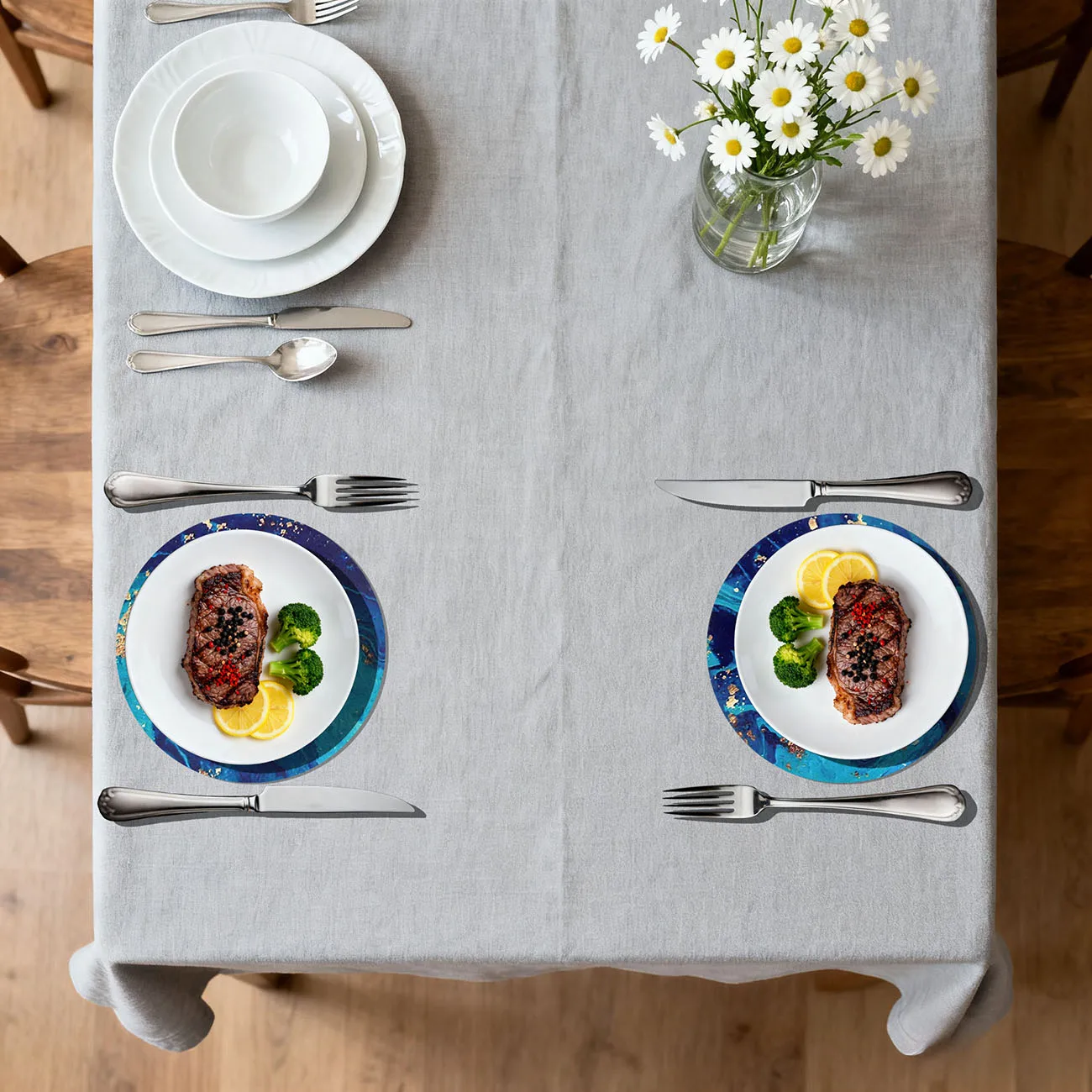 4-piece set - wooden placemat, anti slip and heat-resistant, desktop protection, dining table decoration, restaurant gift