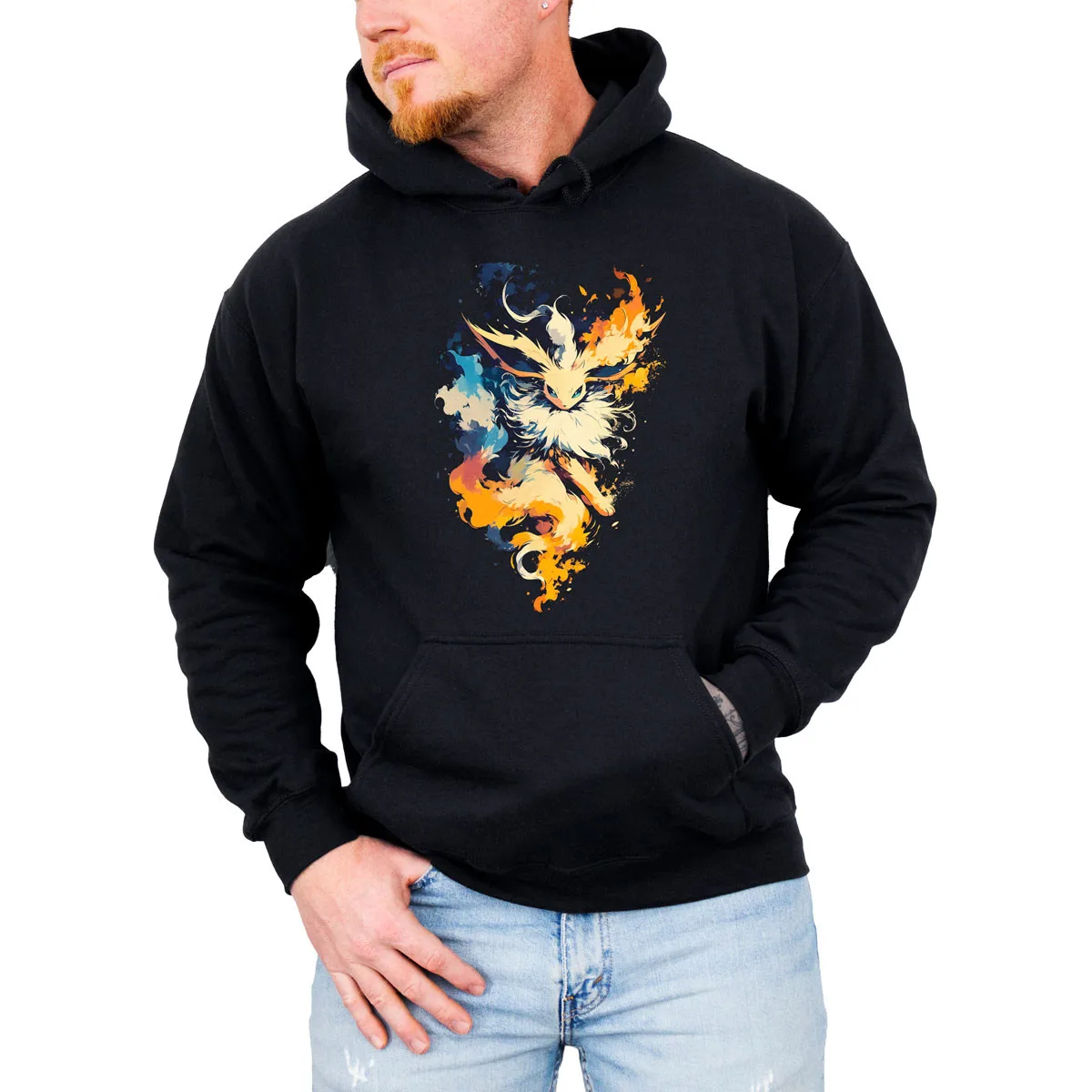 Felpa con cappuccio unisex in pile di cotone Pokemon Sylveon Espeon Colore nero con design vibrante di creature magiche rosa blu Vestibilità ampia ​