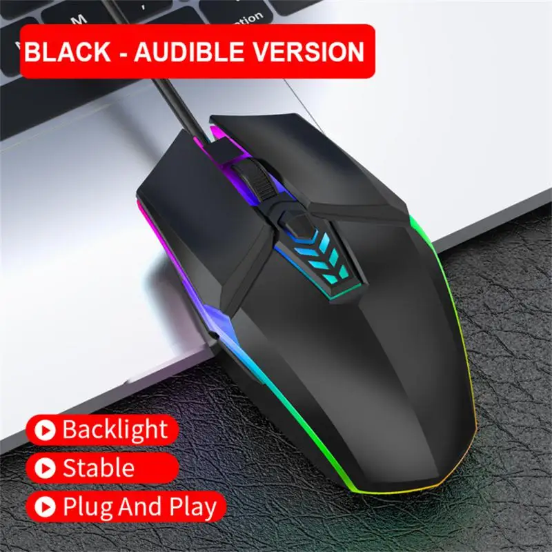 Mouse da gioco cablato 1600 DPI 6 pulsanti Silent Mause Mouse da gioco professionale retroilluminato Mouse ergonomico per Computer portatile per PC