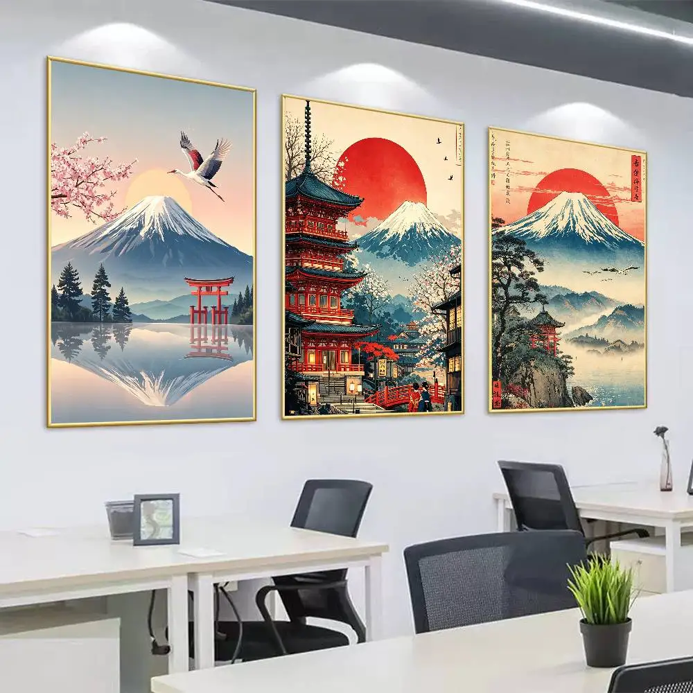 Mount Fuji Japan Landscape Geography Poster Wall Prints for Living Room Bedroom Office Home Decoration Gift
