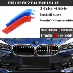 Fit 19-21 BMW 2 Series F45 F46 LCI ActiveTourer  GranTourer Trim M-SPORT Design 3-Color Kidney Grille Clip Stripe Insert  Racing