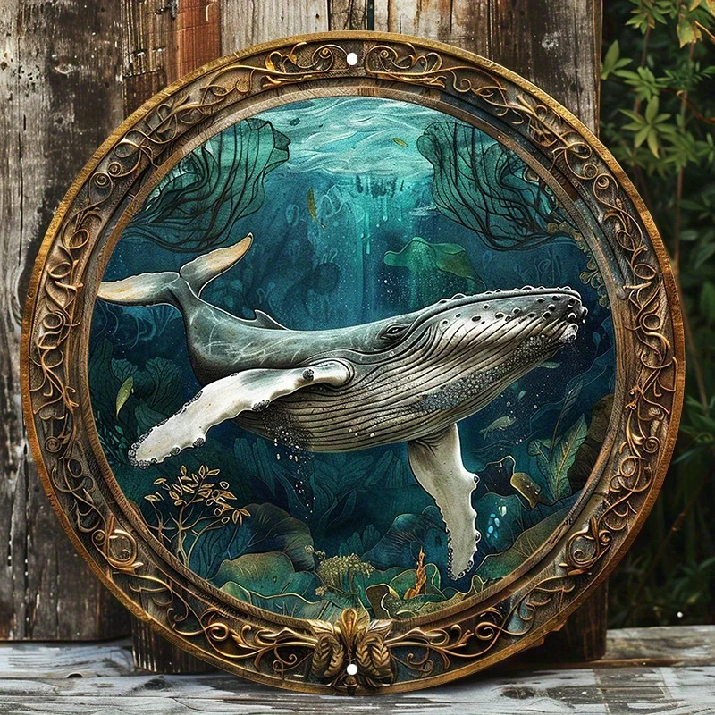 Aluminum Wall Sign for Outdoor and Indoor, Funny and Scratch Resistant Metal Decor, Wall Art, Home Decor, Humpback Whale