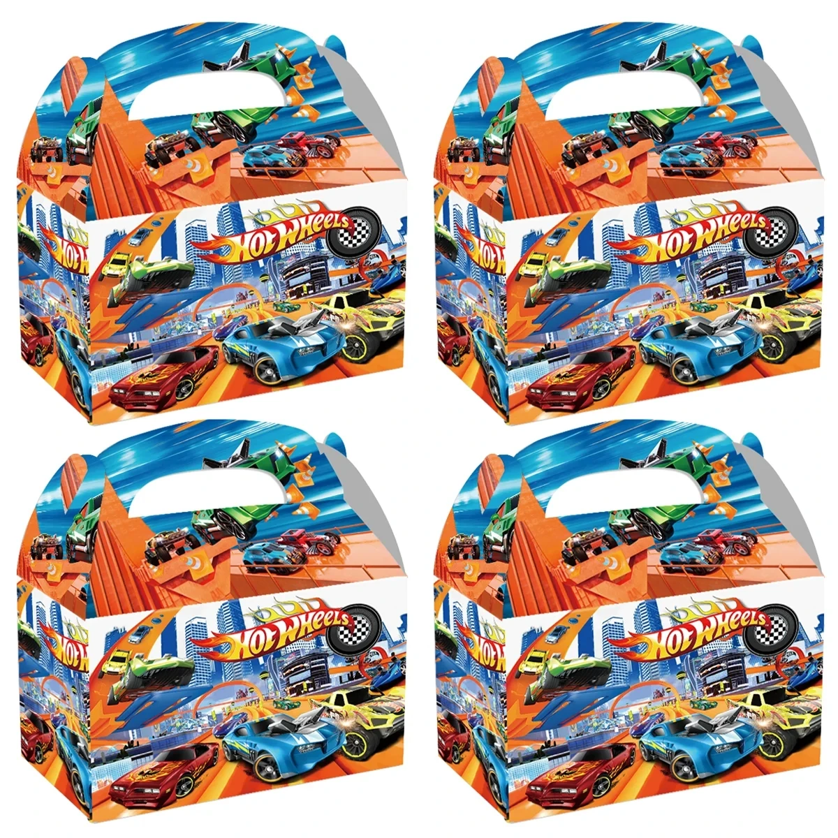 Hot wheels Themed Car Game Birthday Party Candy Gift Box Handle Gift Bags Game  Baby Show For Kids Boy Supplies  ﻿12/24/36 Pcs