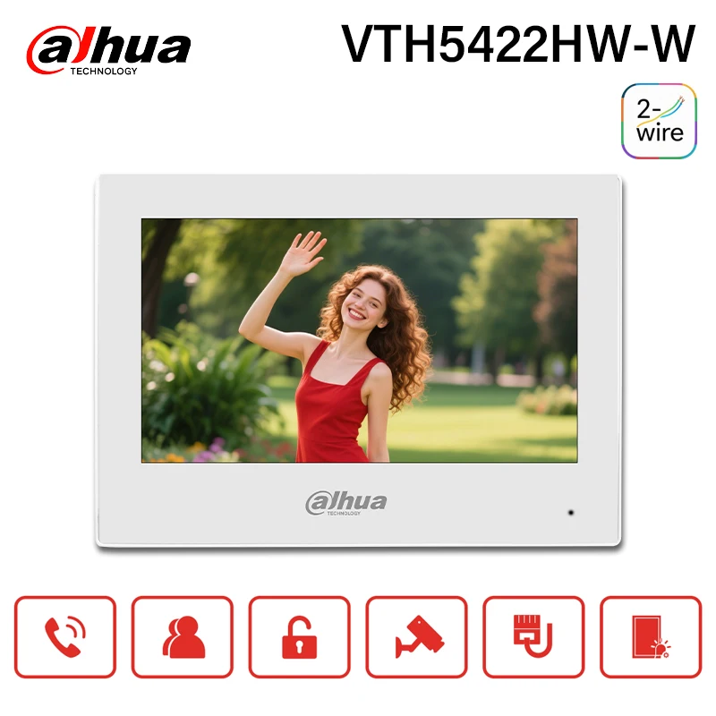 

Dahua VTH5422HW-W 2-wire IP & Wi-Fi Indoor Monitor Outdoor station&IPC Monitor H.265 Full Digital RS-4S8 Screen For 2-wire VTO