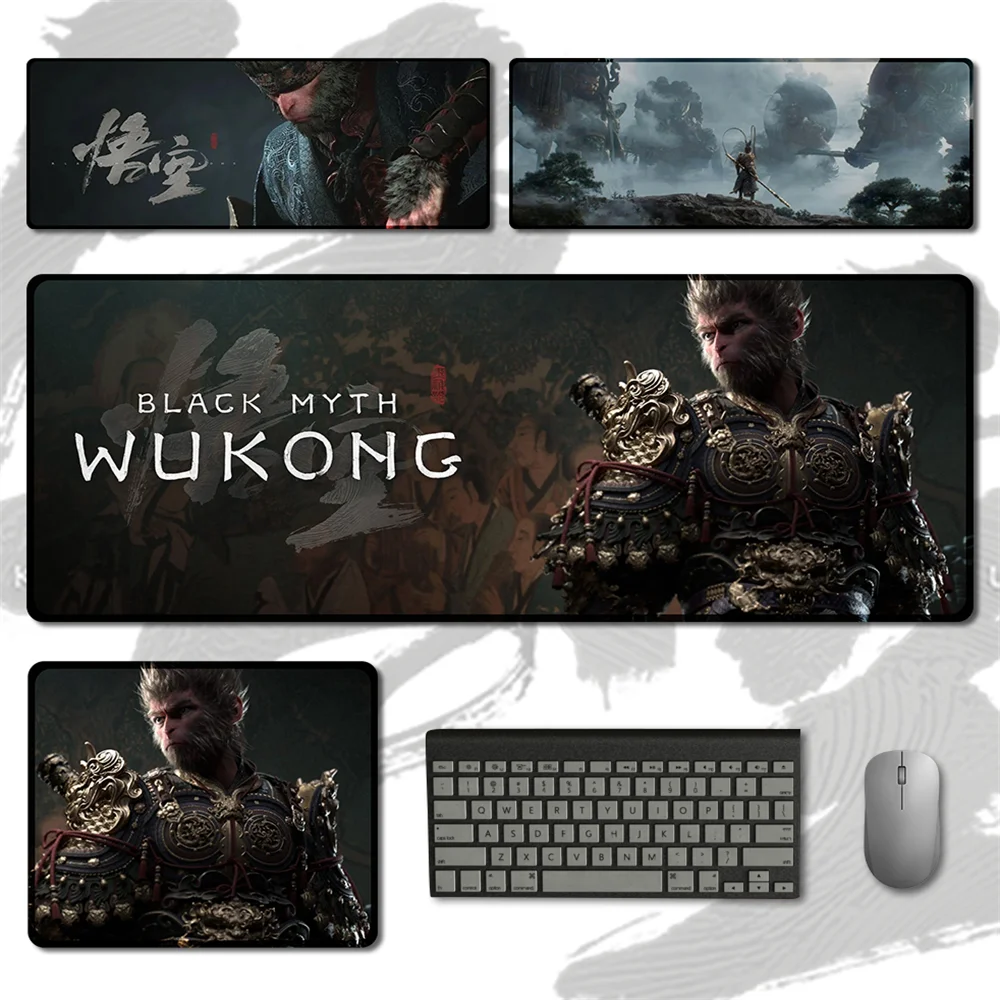 

Игровой коврик для мыши WuKong с черным мифом, резиновый нескользящий коврик для мыши, размер для офиса, длинный Настольный коврик, аниме, Настольный коврик, компьютерные аксессуары