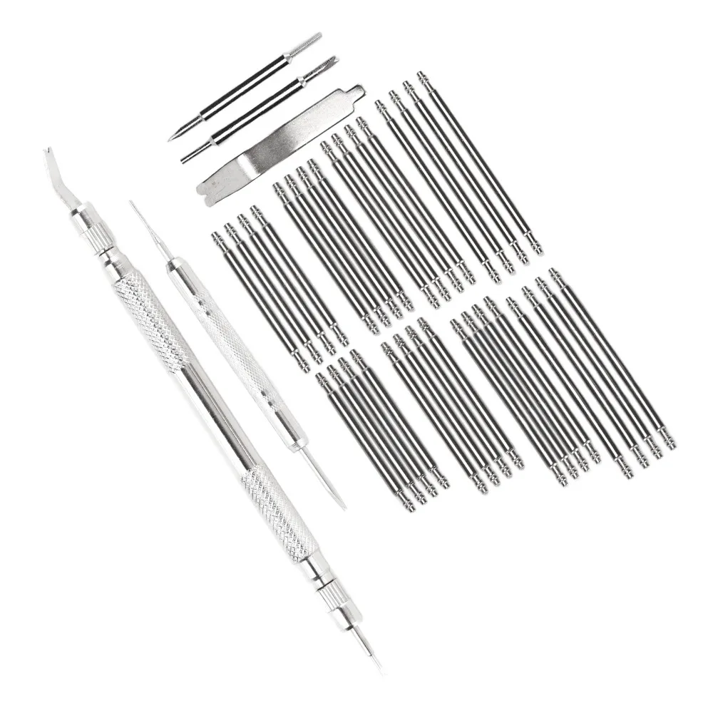 37 Pcs Silver Watch Strap Link Pins Remover Tool Alloy Different Sizes Spring Bar Tool Set Watch Band Adjustment Tool