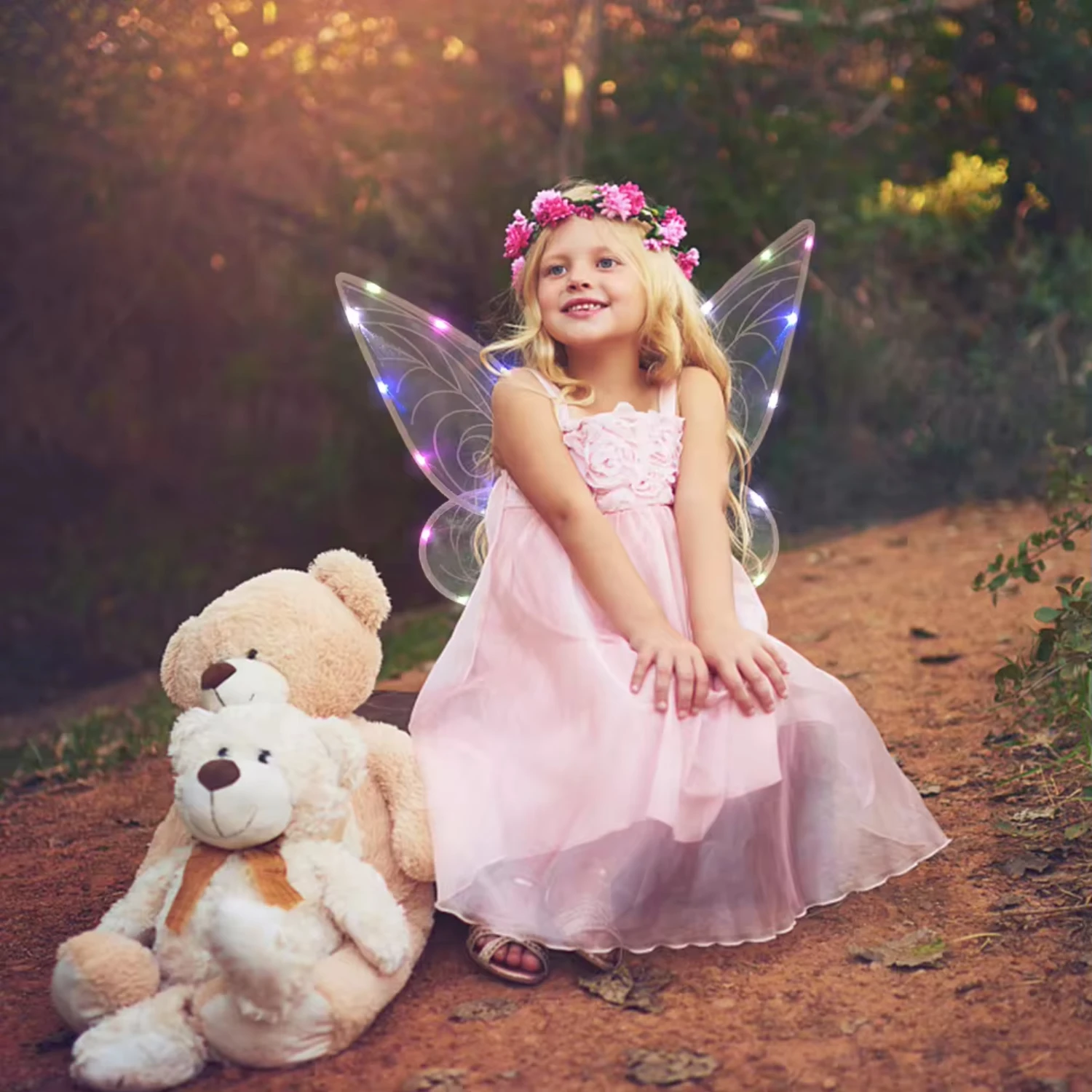 Dress  Angel Wings  Fairy Wings  Sequin Wings Glowing Elf Princess Costume   Girls Christmas Birthday Party