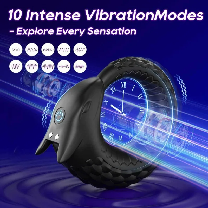 Fantasy Dragon Scales Vibrating Penis Ring Men Chastity Cage Penis Cock Ring Vibrator Ejaculation Delay Adult Sex Toy for Men18+