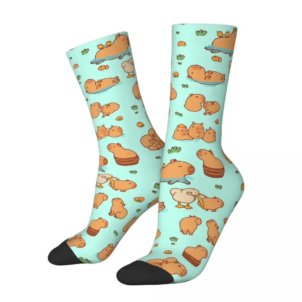 

Spring Autumn Winter Retro Unisex Capybara Cute Seamless Pattern Crew Socks Accessories Sports Socks Warm Best Gifts