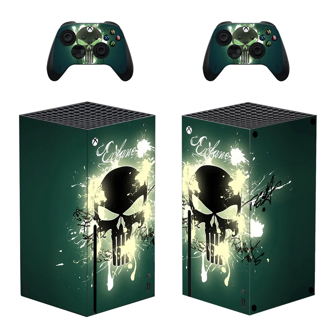 Skull Design Skin Sticker Decal Cover for Xbox Series X Console and 2 Controllers Skins Vinyl