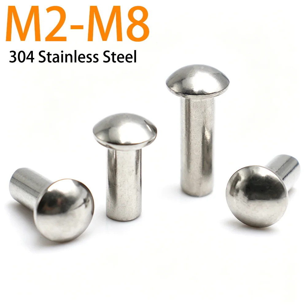

5-25pcs 304 Stainless Steel Solid Half Round Rivet Striking Type Knock Rivet Fastener M2 M2.5 M3 M4 M5 M6 M8