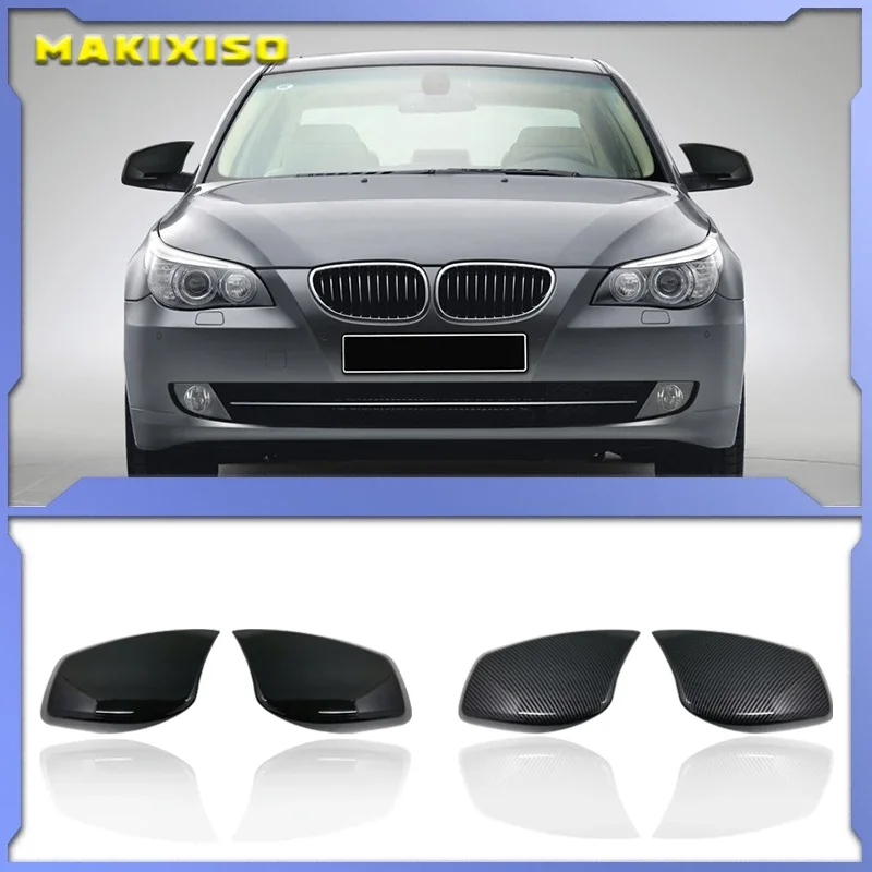 

Glossy Black Door Side Mirror Cover Caps For-BMW E60 E61 E63 E64 5/6 Series 2003-2010