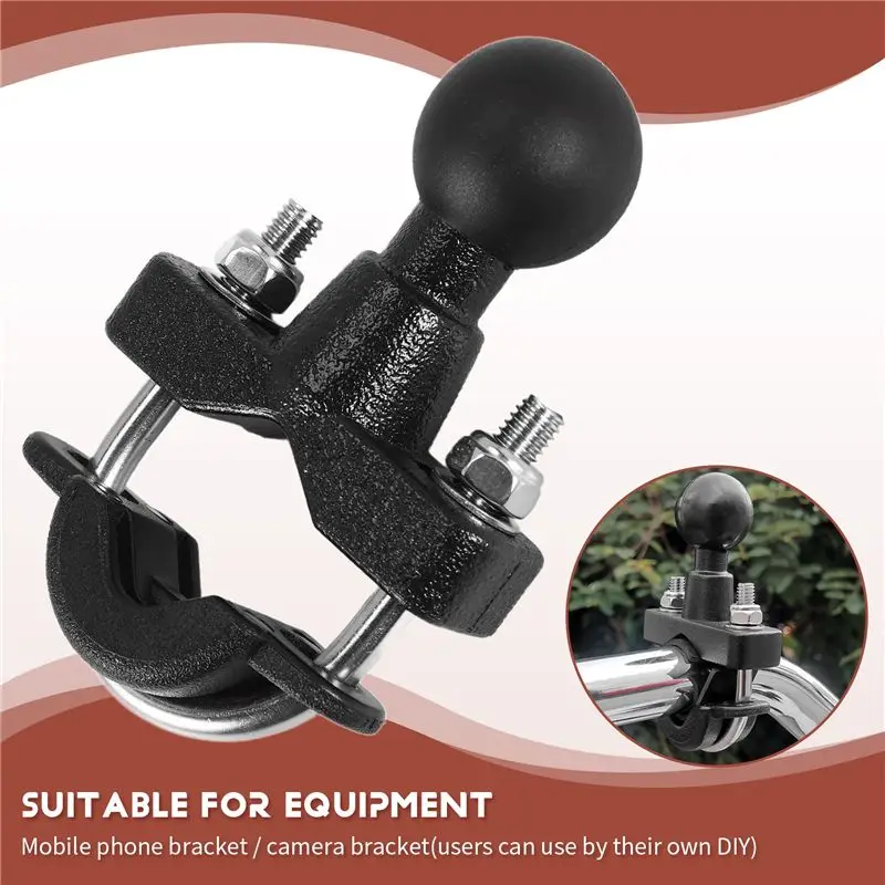 Classic-Motorcycle Handle Bar Rail Mount 37Mm Width U-Bolt Mounting Base With 1 Inch Ball For Gopro GPS Work For Ram Mounts