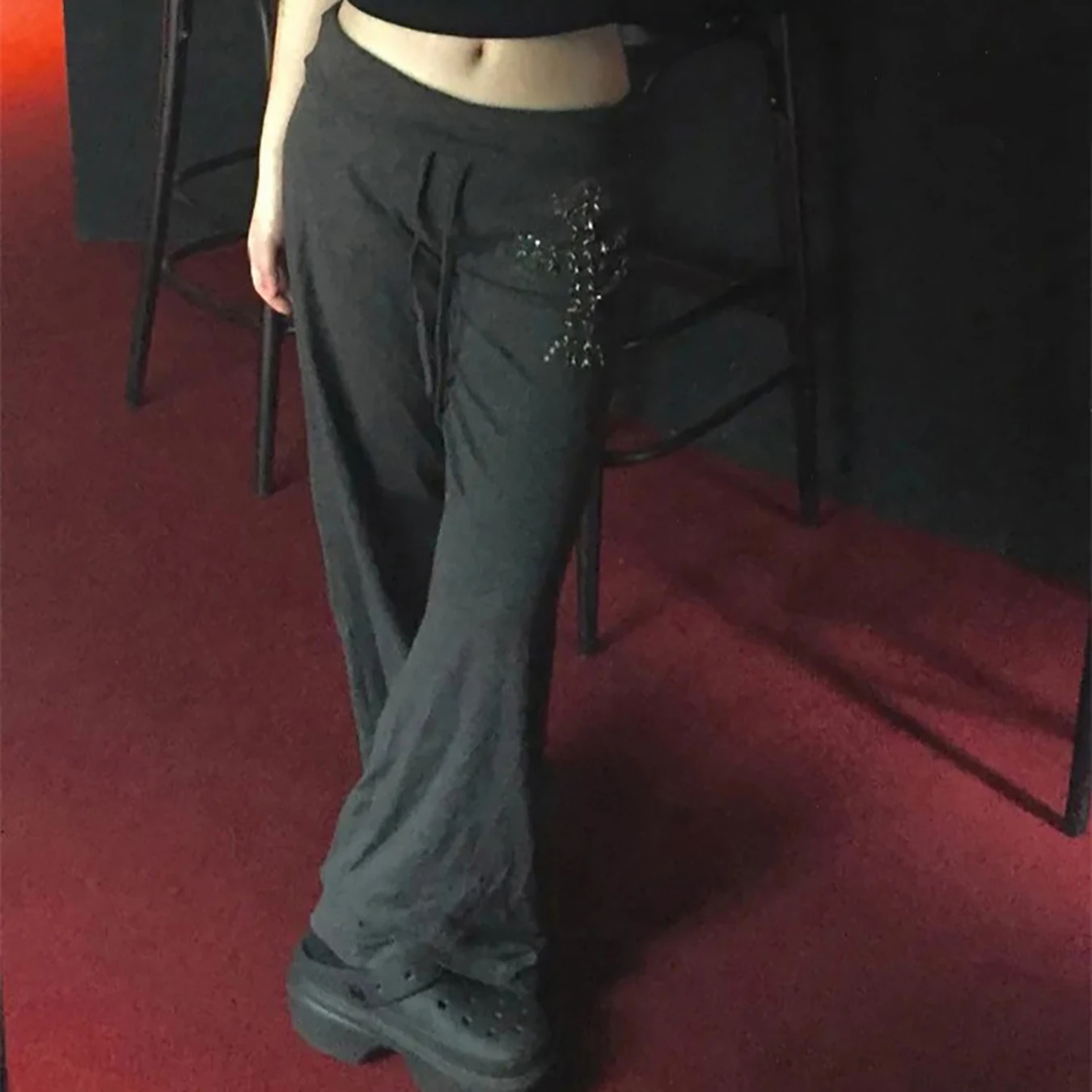 New Autumn and Winter Y2K niche Geometric Hot Stamping Soft and Comfortable Loose Wide Leg Pants