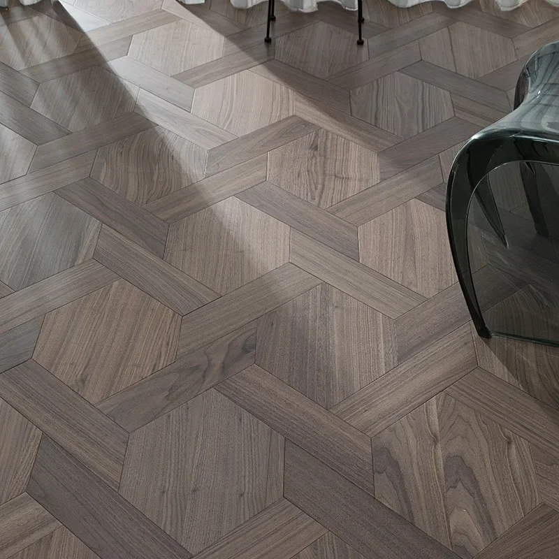 Chinese knot special-shaped parquet multi-layer solid wood floor log cream wind special-shaped Chinese knot art parquet floor