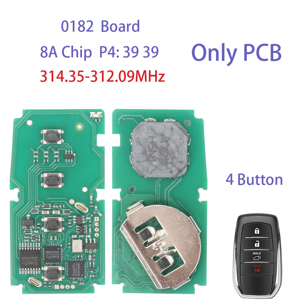 

Умный ключ Okey Smart Car Key 0182 0010 8A CHIP P4:39 433.58-434.30МГц 314.35-312.09МГц: BM1ET для Toyota HILUX INNOVA FORTUNER SW4