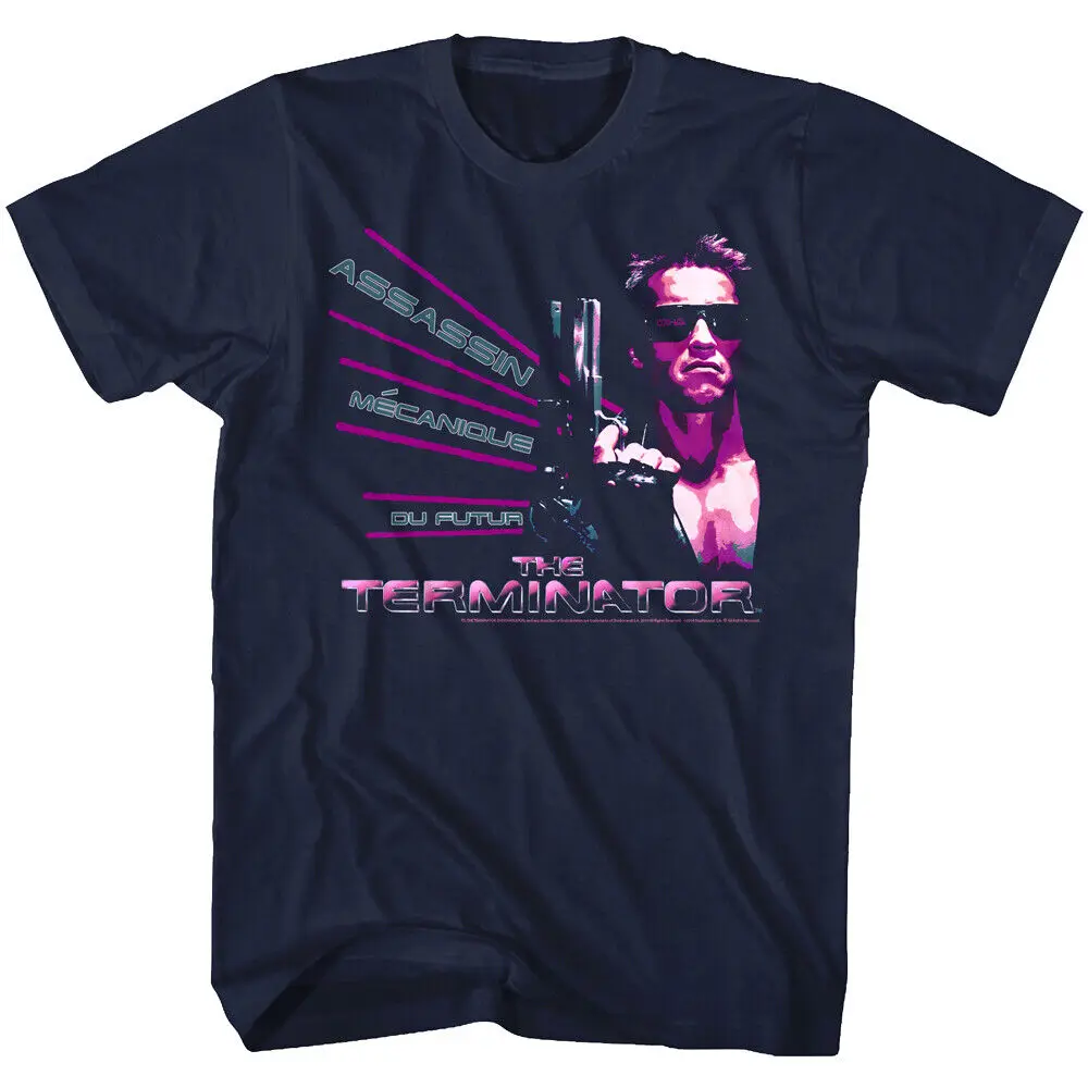 Terminator French Movie Poster Men's T Shirt Assasin Mecanique du Futur Arnold