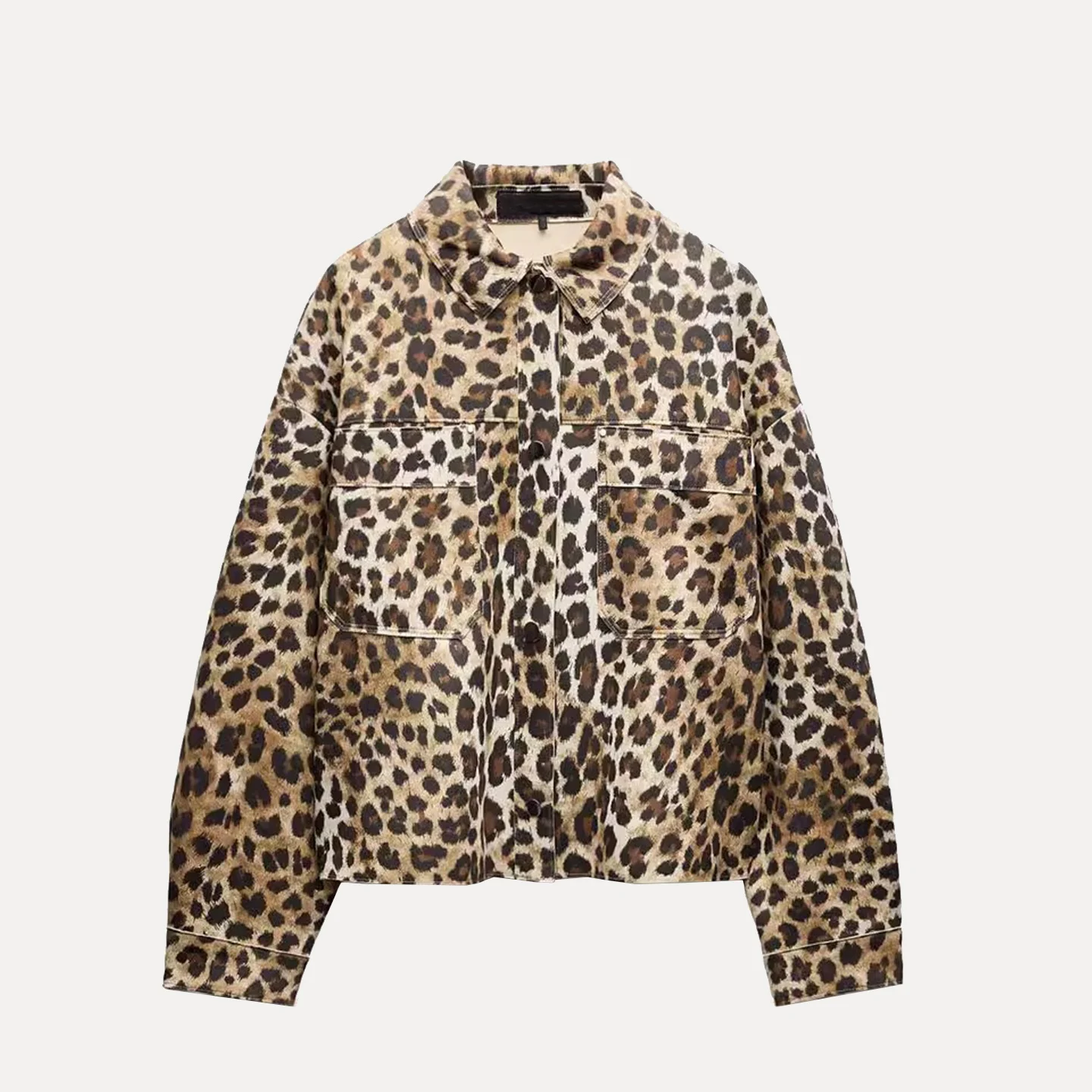 Herbst 2025, Faion-Jacet-Mantel mit Samtstruktur und Leopardenmuster für Damen, Marke Z, europäisches SLE, normale Länge, anderes Material