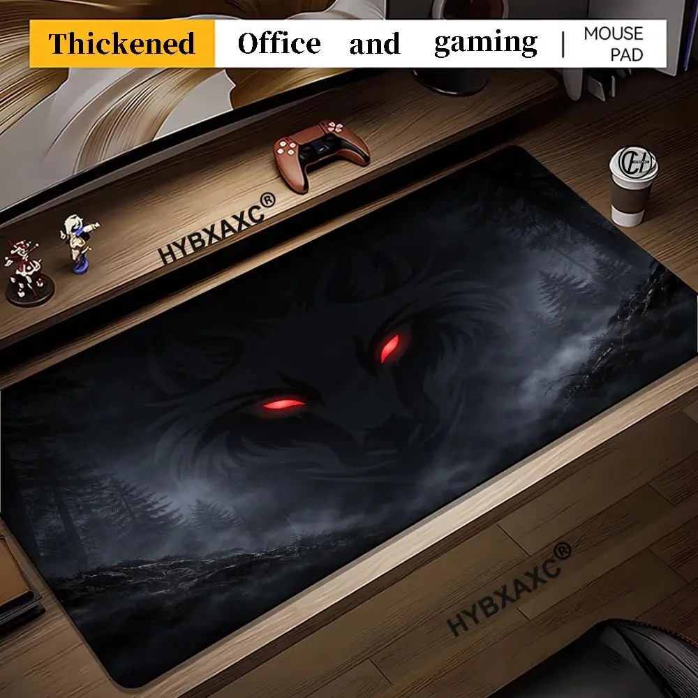 HD Black Wolf Gaming Mouse Pad Large Non-Slip Rubber Base Washable Esports Desk Mat 900x400MM Home Office PC Gamer Accessories