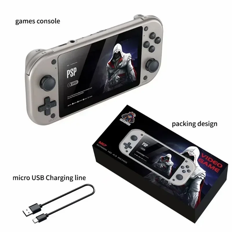 M17 Handheld Video Game Console 64G/128G Open Source Linux System 4.3″ Screen Portable Pocket Video Player Retro Gaming Console