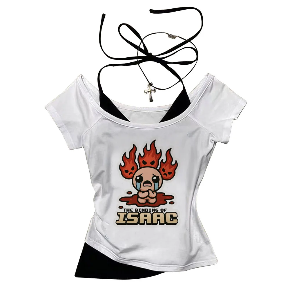 the Binding of Isaac crop top ladies 2000s cute meme gothic clearance sales tshirt summer vintage y2k