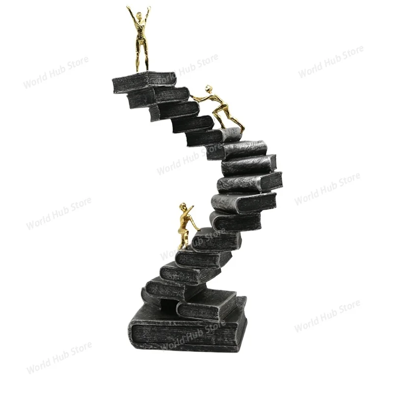

Resin Crafts Thinker Statues Ladder Statue For Bookshelf Decorative Objects Decoration Book Mountain Staircase Statue