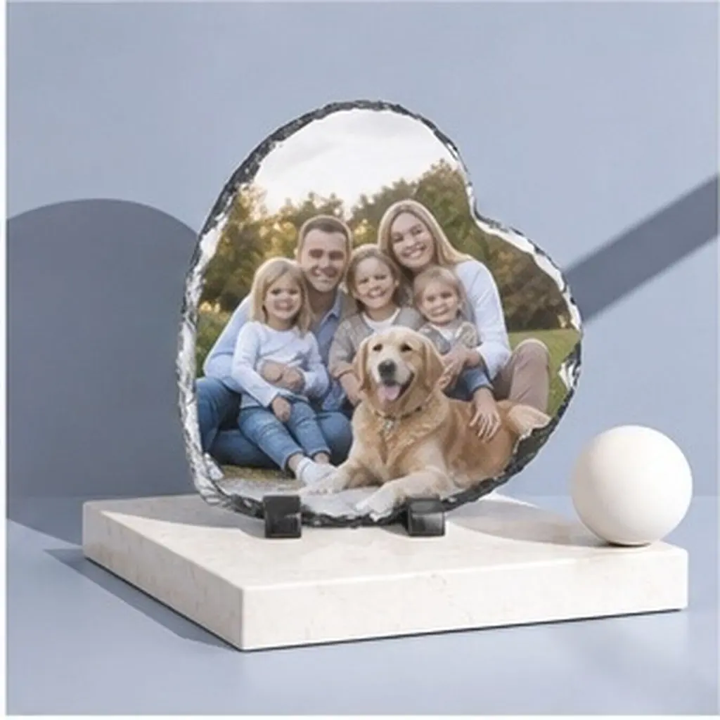 1Set Heart-Shaped Sublimation Photo Slate Picture Frame Blank Creative Photo Holder for Desktop Decoration Preserving Happy