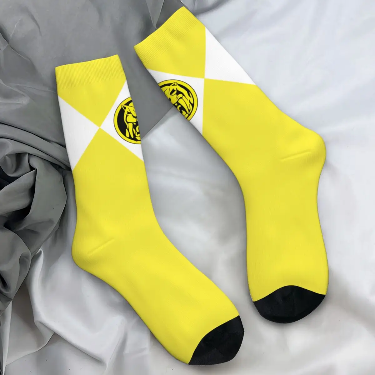 MMPR Socks Yellow Ranger Fashion Stockings Adults Men Comfortable Outdoor Sports Socks Winter Design Anti Slip Socks