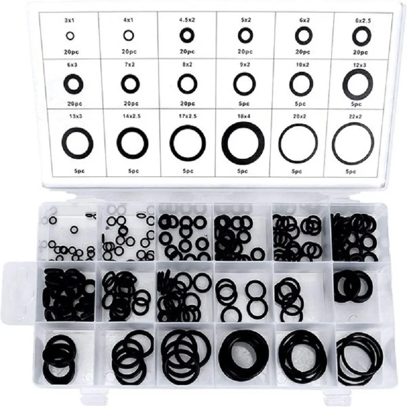 ACECARE – joint torique en caoutchouc résistant à l'huile, joints d'étanchéité, assortiment de différentes tailles avec boîte en plastique, Kit Se, 225 pièces