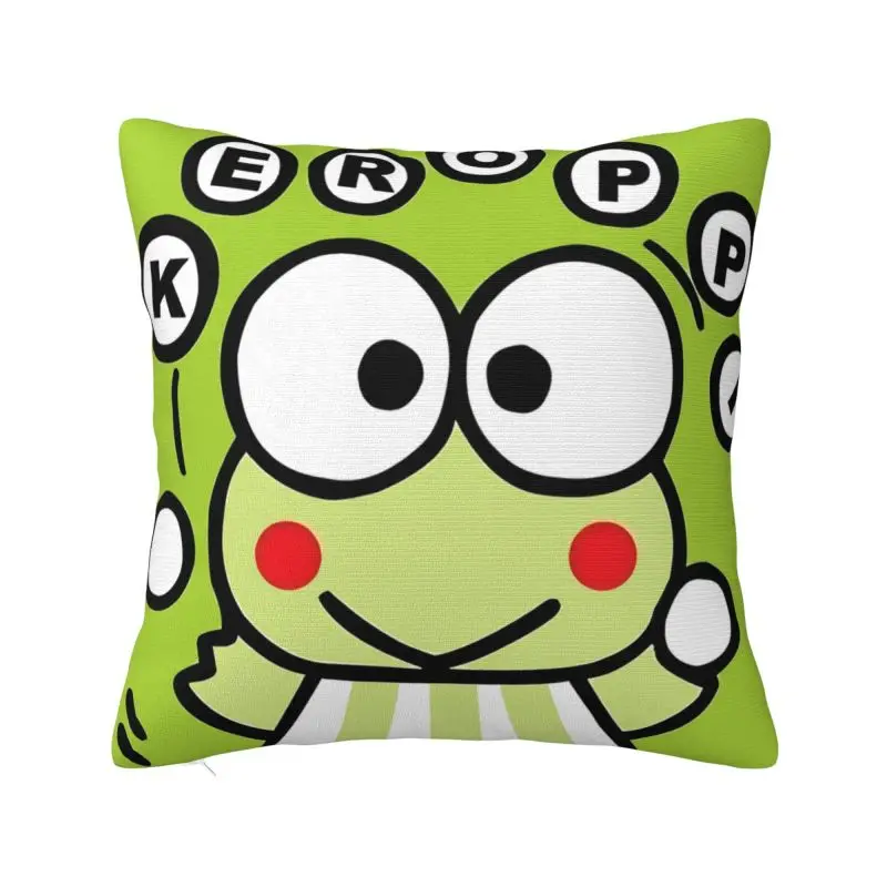 

Custom Keroppi Lovely Cartoon Cushion Covers Sofa Living Room Movies Square Pillow Case