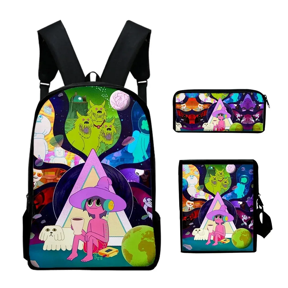 Harajuku The Midnight Gfaith 3D Printing Student School Bags,Laptop Backpack,Backpack,Tilt Shoulder Bag,Pencil Case,3Pcs per Set