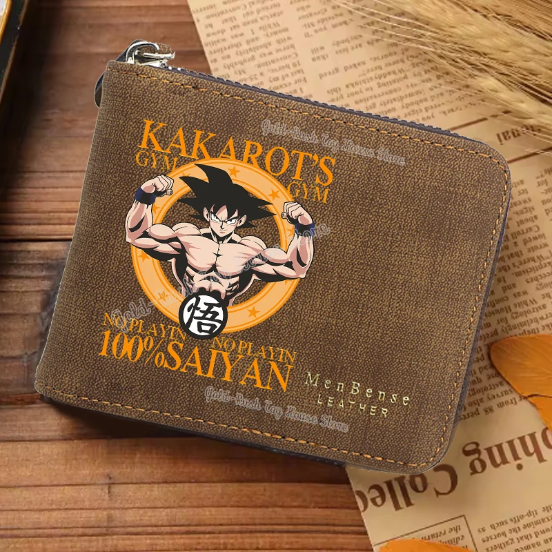 

Anime Dragons Ball Men Wallet Son Goku Leather Retro Short Wallets Foldable Man Coin Purse Credit Card Holder Zipper Money Bags