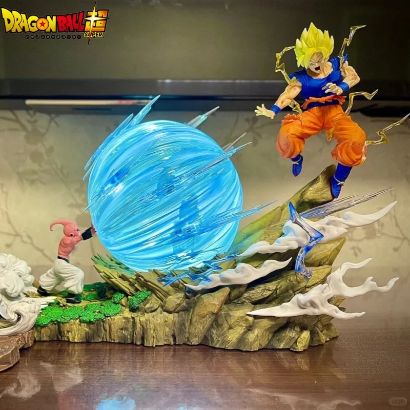 22cm Dragon Ball Z Anime Figure Son Goku Vs Buu Battle Goku Figure Gk Figurine Model Pvc Statue Collectible Decoration Toy Gifts