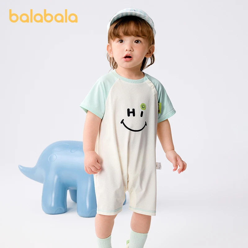 

Balabala Baby Clothes Boys Onesie 2025 New Summer Minimalist Fresh Girls Romper for Everyday Style