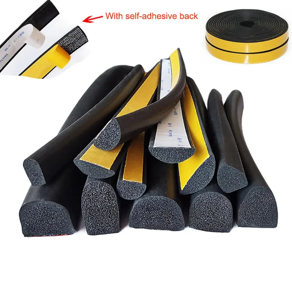 

1/3/5 Meter Black Self Adhesive Sponge Seal Strip EPDM Rubber Foam Dustproof Windproof Soundproof Car Doors Windows Weatherstrip