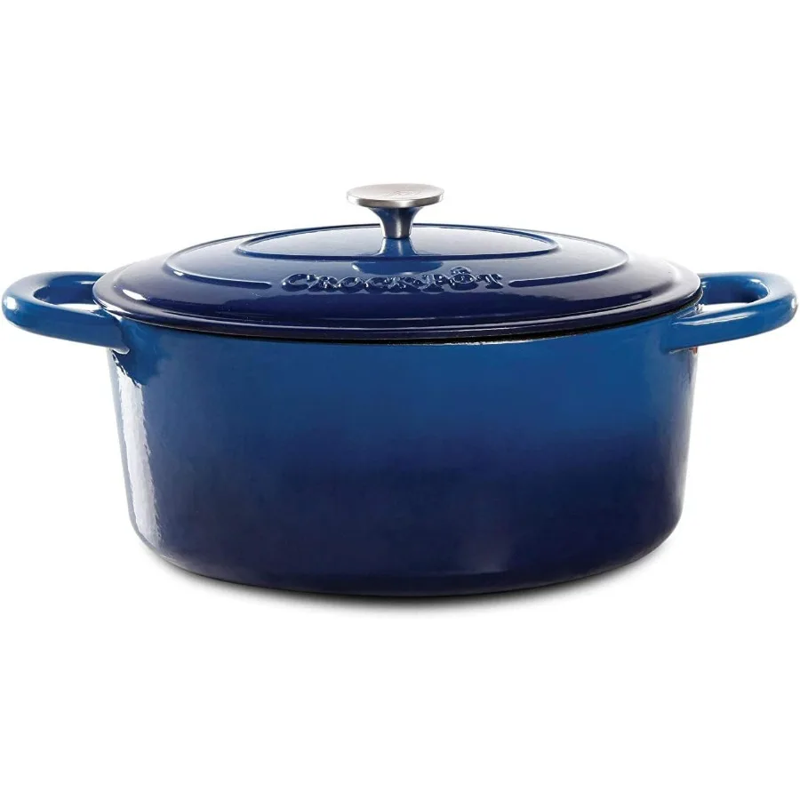 

Crock Pot Artisan Enameled Cast Iron 7Quart Oval Dutch Oven Sapphire Blue