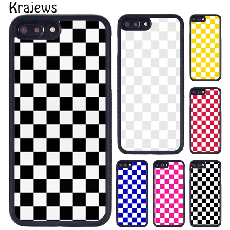 Krajews Checkerboard Checkered Phone Case For iPhone 16 15 14 X XR XS 11 12 mini 13 Pro MAX Plus cover shell coque